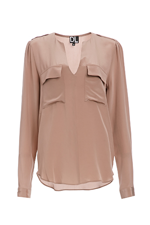 Lavender Brown x DAILYLOOK Silk Mandarin Blouse