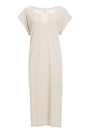 NYTT Split Neck Cotton Midi Tee Dress