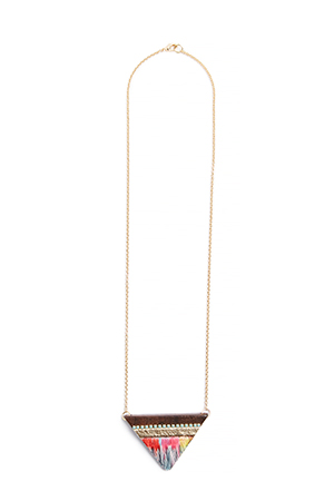 Sandy Hyun Fabric & Leather Crystal Necklace