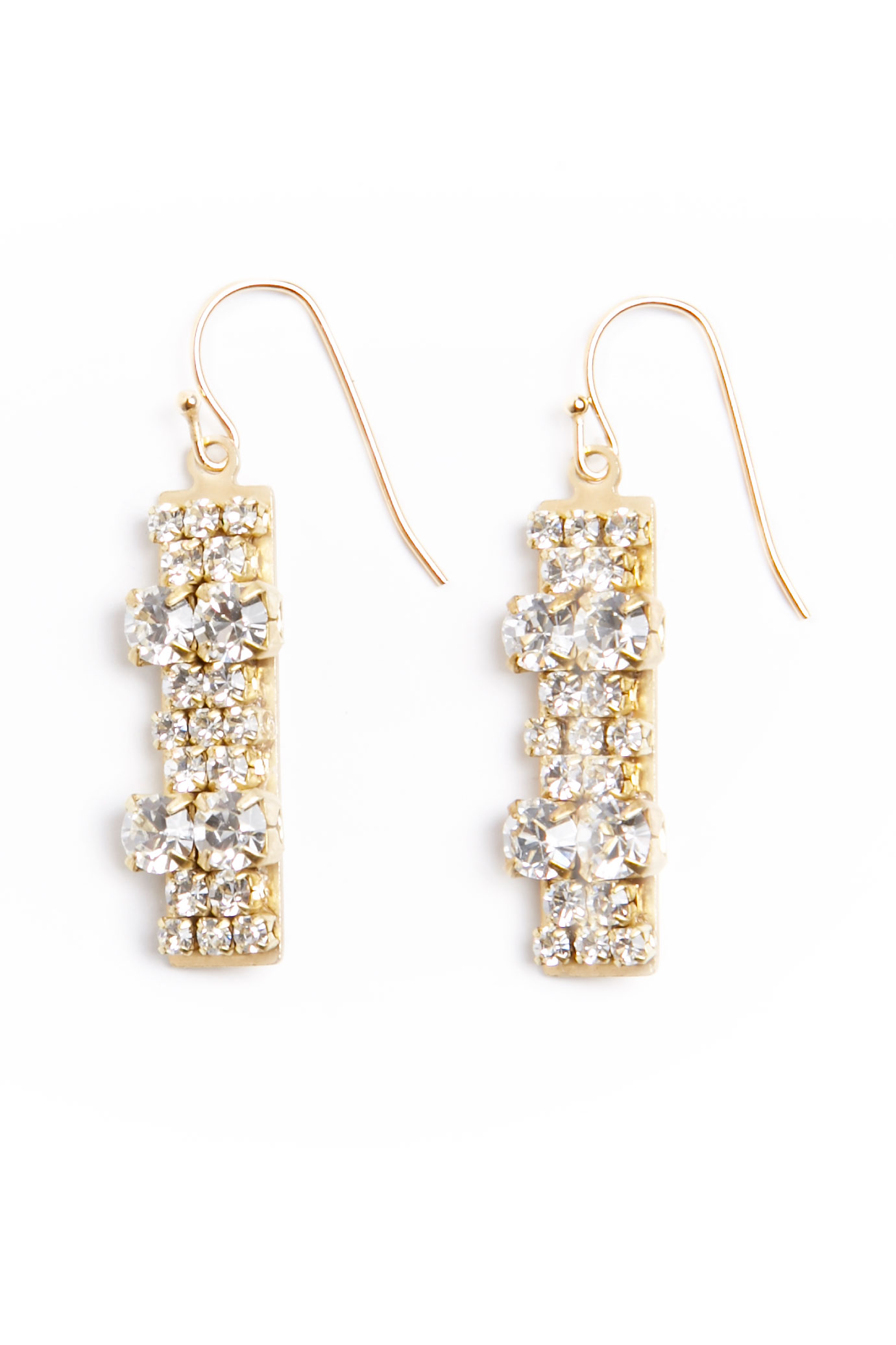 Sandy Hyun Crystal Bar Earrings