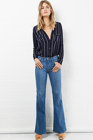 Current/Elliott The Girl Crush Flare Jeans in Blue | DAILYLOOK