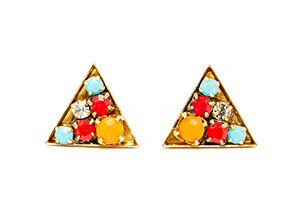 Sandy Hyun Crystal Triangle Earrings
