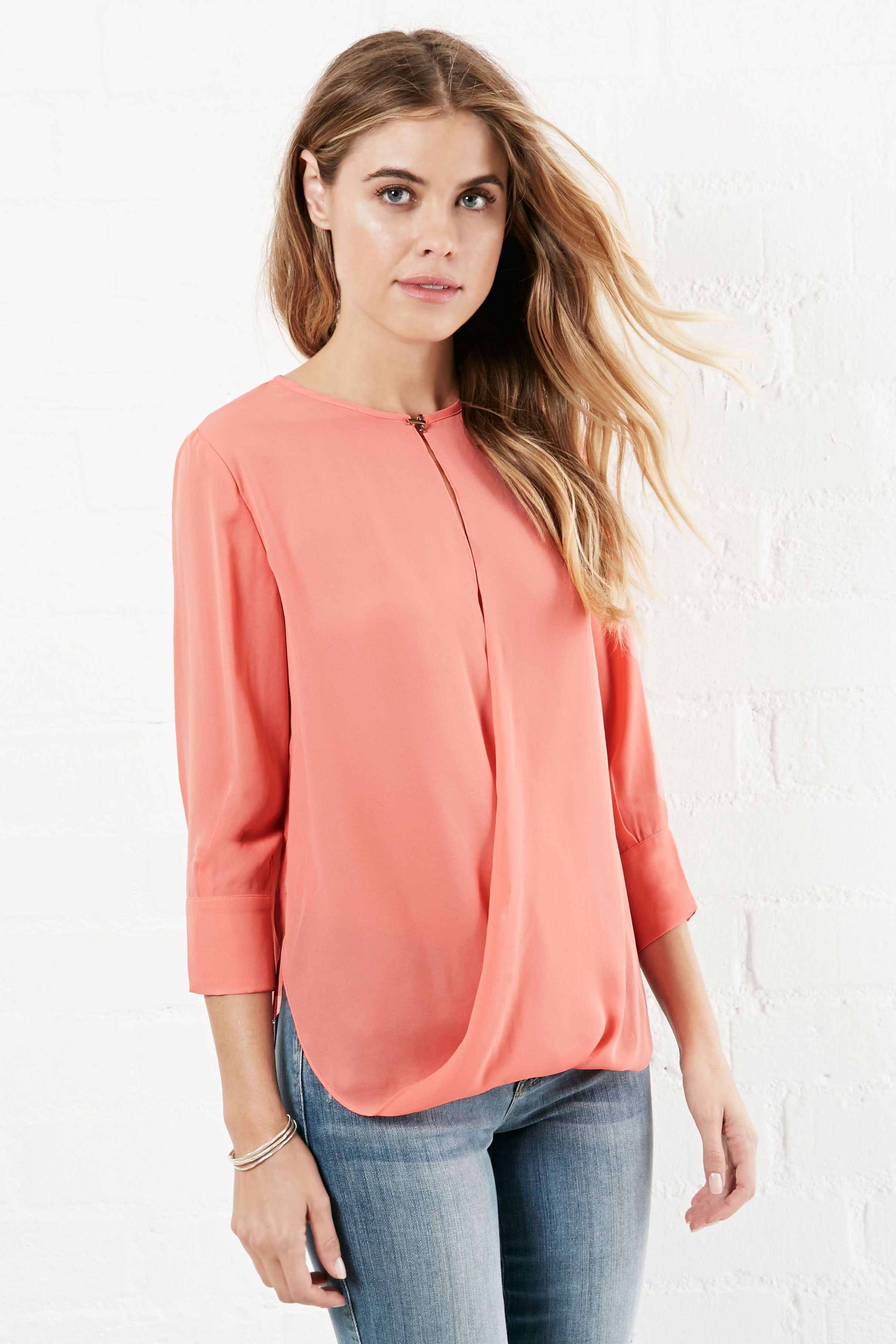 FRNCH Open Front & Back Drape Blouse