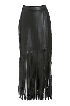 NIGHTWALKER Saloon Vegan Leather Fringe Skirt