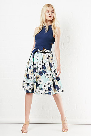 FRNCH Floral Pleated Skirt