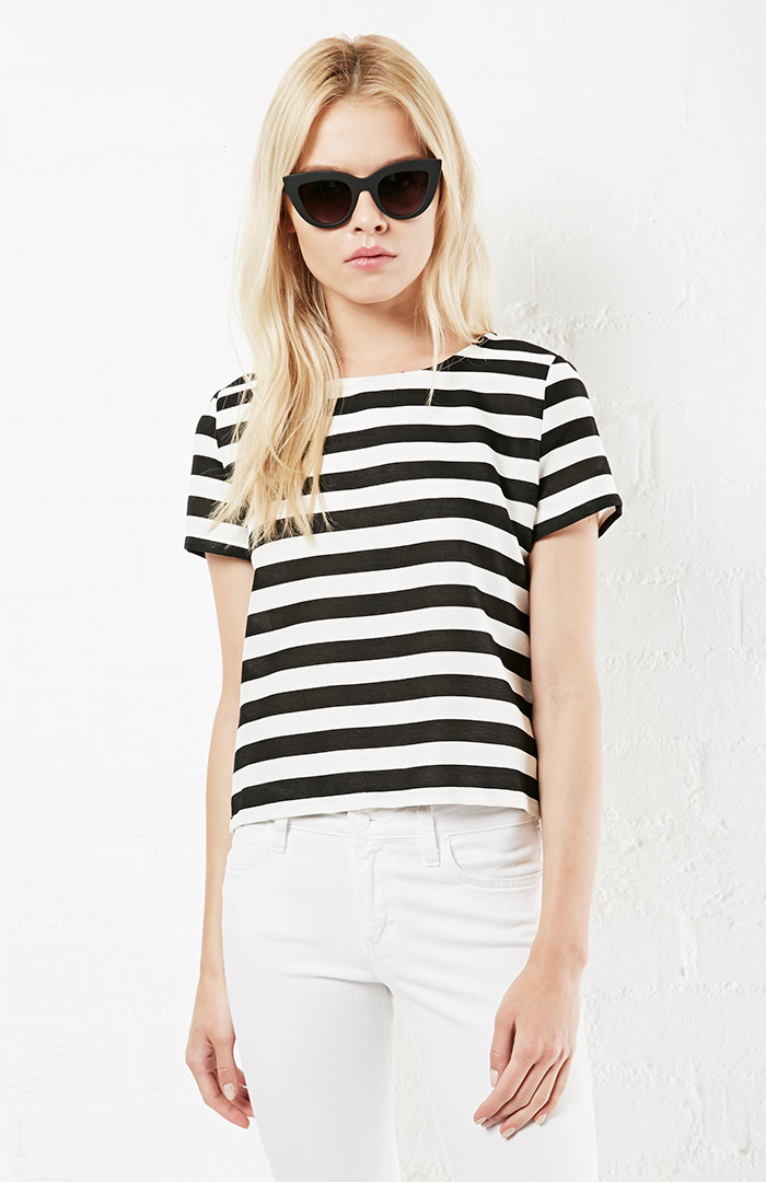 FRNCH Zip Back Striped Blouse