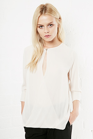 FRNCH Open Front & Back Drape Blouse