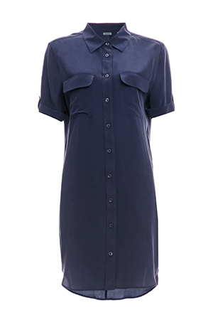 Equipment Short Sleeve Slim Signature Silk Dress