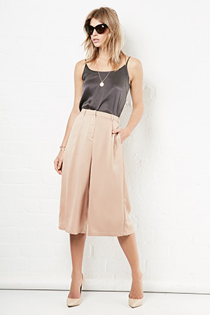 Glamorous Sand Satin Culottes