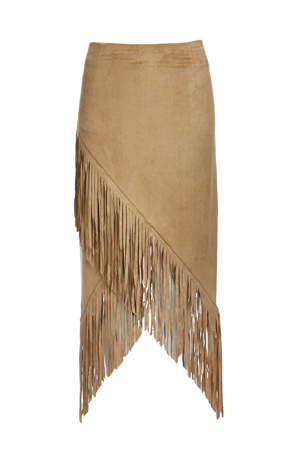 NIGHTWALKER x Tres Chic Vegan Suede Fringe Skirt