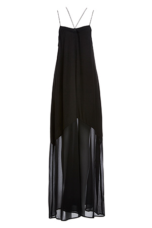SHILLA Muse Sheer Insertion Maxi Dress in Black | DAILYLOOK