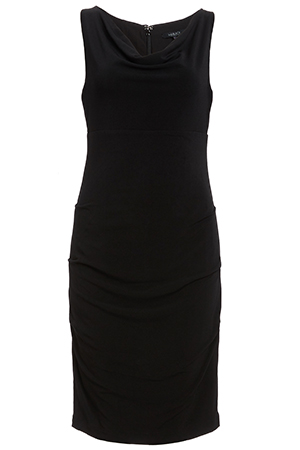 BOBI BLACK Cowl Neck Shirred Dress