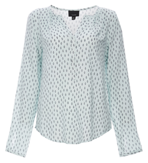 Long Sleeve Diamond Print Henley Blouse