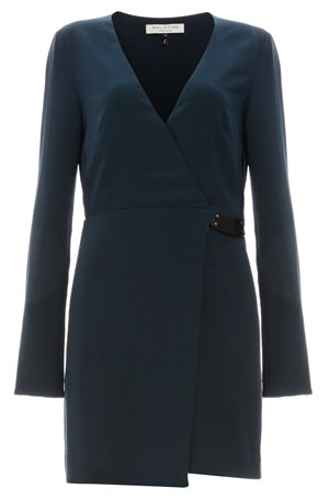 Halston Heritage Long Sleeve with Faux Wrap Front Dress