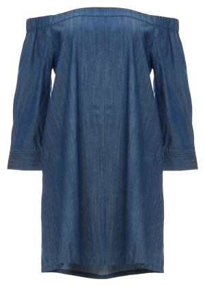 Jonesy Off Shoulder Chambray Dress with Pockets