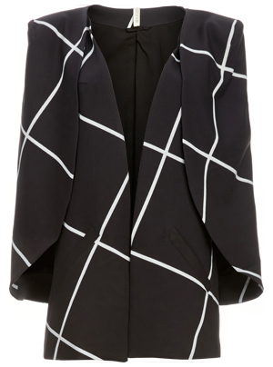 State of Being Open Front Grid Print Cape