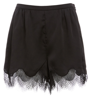 Lilian Lace Trim High Waist Satin Shorts