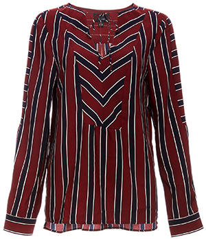 Sensibly Striped Long Sleeve Woven Blouse