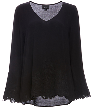 Janice Love Lace Blouse with Embroidered Hems