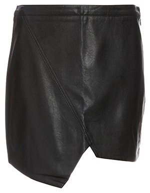 Raven Pleather Asymmetric Skirt