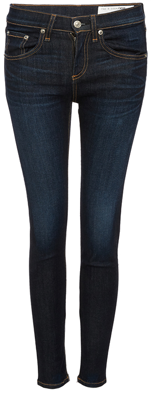 Rag & Bone Zip Ankle Washed Skinny Jeans in Blue | DAILYLOOK