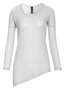 Bobi Mesh Lurex Asymmetric Knit Top