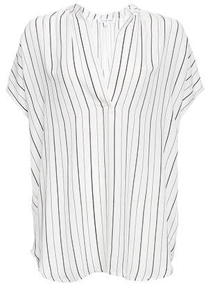 Geena Striped Popover Top