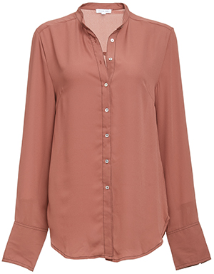 Trini Mandarin Collar Button Down Blouse