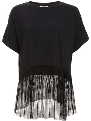 Milani Jersey Knit and Soft Tulle Mixed Fabrication Top
