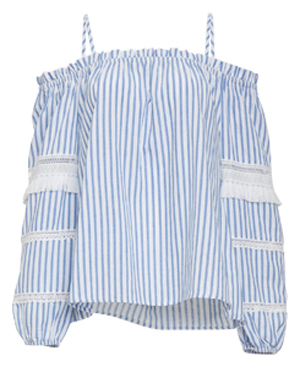 Elora Striped Off Shoulder Top w/ Trim Details