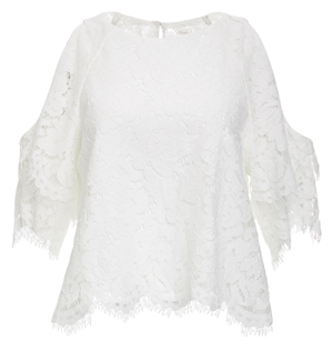 Cold Shoulder Boat Neck Lace Top