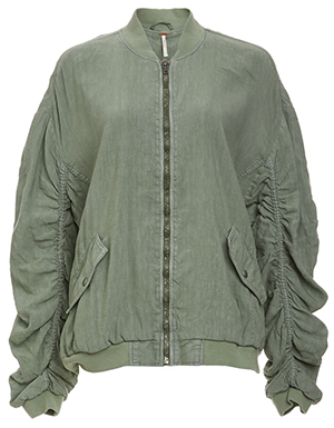 Free People Ruched Linen Bomber