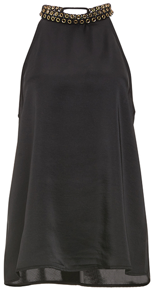 Sleeveless Yvette Embellished Satin Top