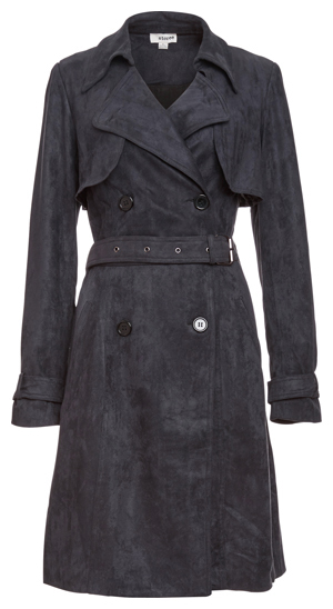 Faux Suede Trench Coat