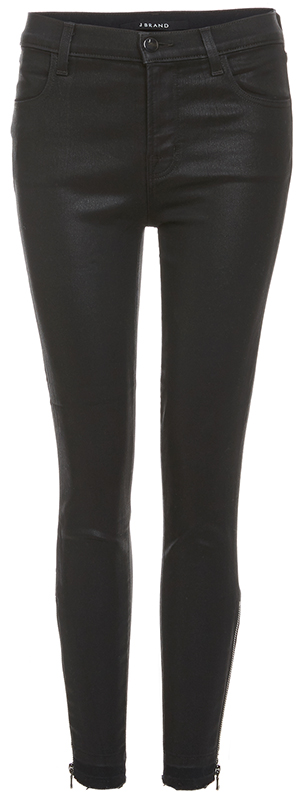 J Brand Alana High Rise Crop Skinny Zip Coated