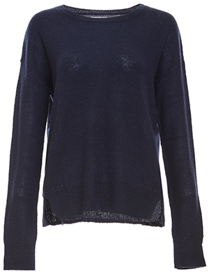 Velvet by Graham & Spencer 100% Featherweight Cashmere Split Hem Pullover