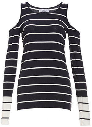 Bailey 44 Shoulder Cutouts Striped Long Sleeve