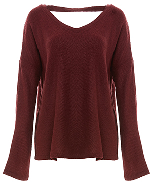 Jack by BB Dakota Heavy Knit Back Button V-neck Top