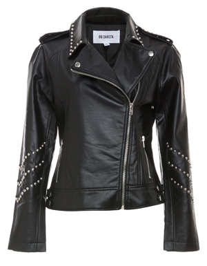 BB Dakota Polish Studded Faux Leather Moto Jacket