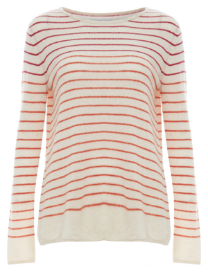 Velvet by Graham & Spencer 100% Featherweight Cashmere Striped Sweater