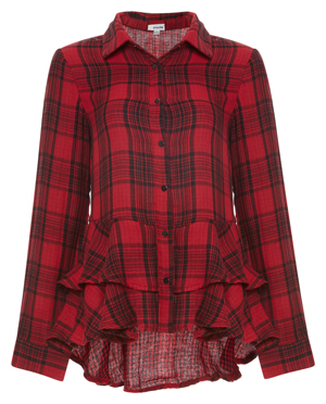 Lake Long Sleeve Plaid Shirt with Ruffles