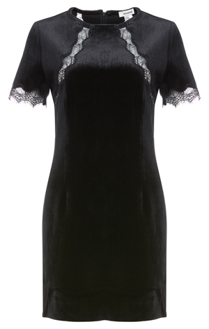 Fitted Lace Sleeve Velvet Dress