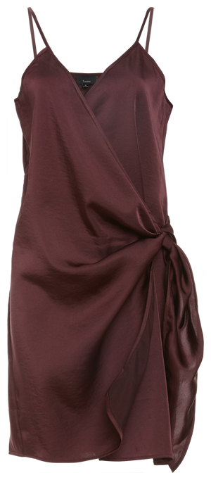 Side Wrap Tie Satin Dress