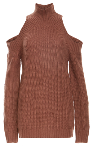 Cold Shoulder Ribbed Turtle Neck Sweater