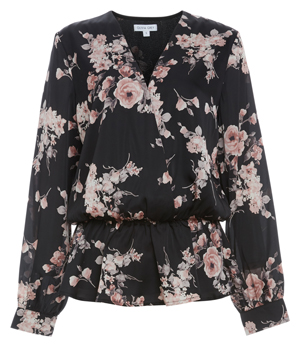 Floral Print Ruffle Long Sleeve Top