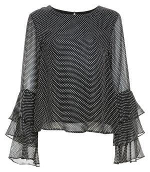 Leandra Long Sleeve Ruffle Sleeve Top