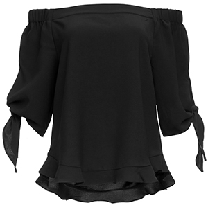 Bella Ruffle Hem Off Shoulder Tie Sleeve Top