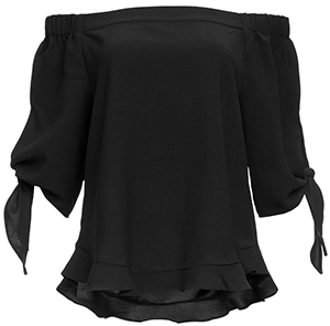 Bella Ruffle Hem Off Shoulder Tie Sleeve Top