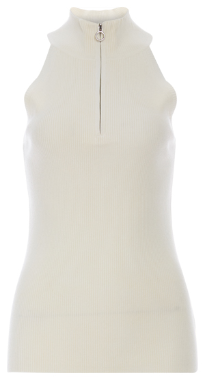 525 America Rib Sleeveless Zip Turtleneck