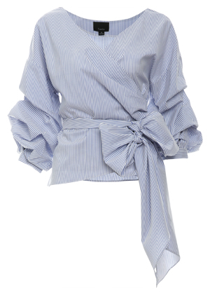 Belle Striped Wrap Poplin Top
